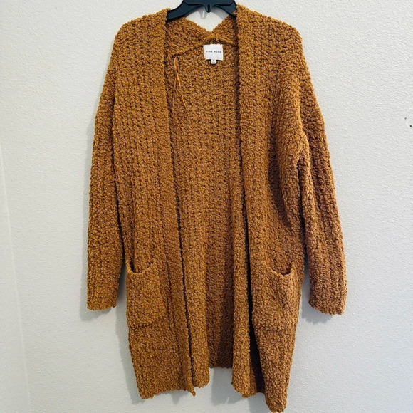 Pink Rose Sweaters - Pink Rose‎ Rusty Orange Sherpa Soft Open Cardigan Size Medium